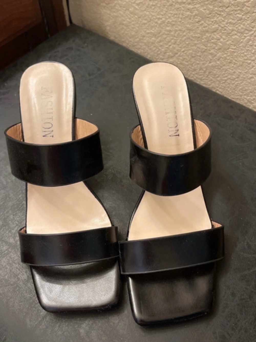 Black Women's Double Strap Slide Sandals by